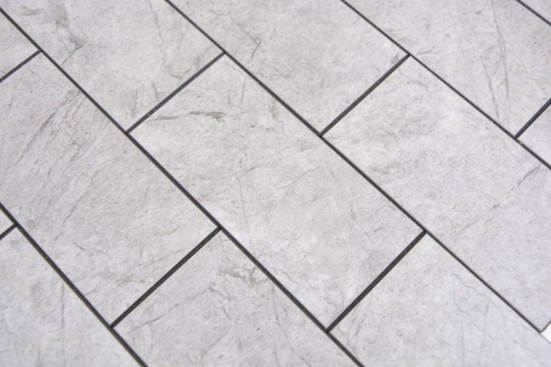 self-adhesive vinyl mosaic stone look gray Carrara look subway mosaic tile wall tile mirror kitchen bathroom MOS200-MLM