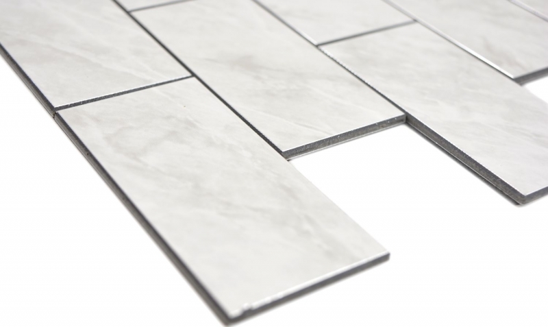 Rectangle AC stone look Carrara look Subway Level glossy mosaic tile wall tile backsplash kitchen bathroom MOS200-CLG_f
