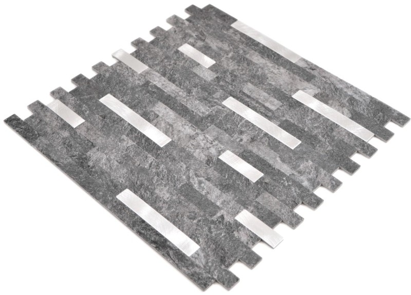 Composite vinyl stone look Black Quartz/Silver mosaic tile wall tile backsplash kitchen bathroom MOS200-22BS_f