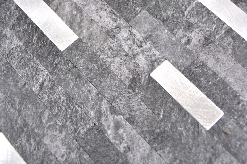 Composite vinyl stone look Black Quartz/Silver mosaic tile wall tile backsplash kitchen bathroom MOS200-22BS_f