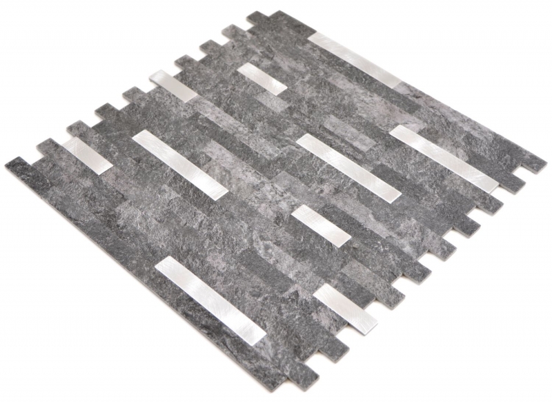 Composite vinyl stone look Black Quartz/Silver mosaic tile wall tile backsplash kitchen bathroom MOS200-22BS_f