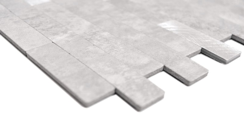 self-adhesive vinyl mosaic sticks stone look quartz cement gray silver tile backsplash kitchen wall MOS200-4GS