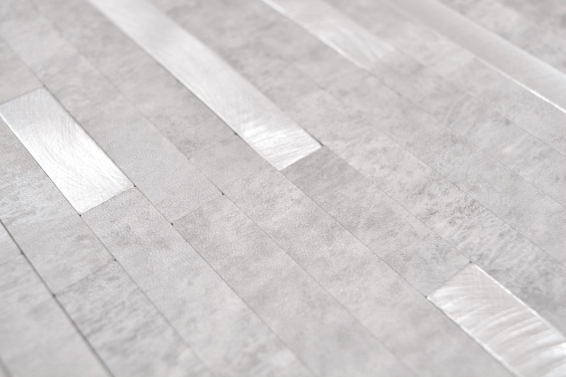 self-adhesive vinyl mosaic sticks stone look quartz cement gray silver tile backsplash kitchen wall MOS200-4GS