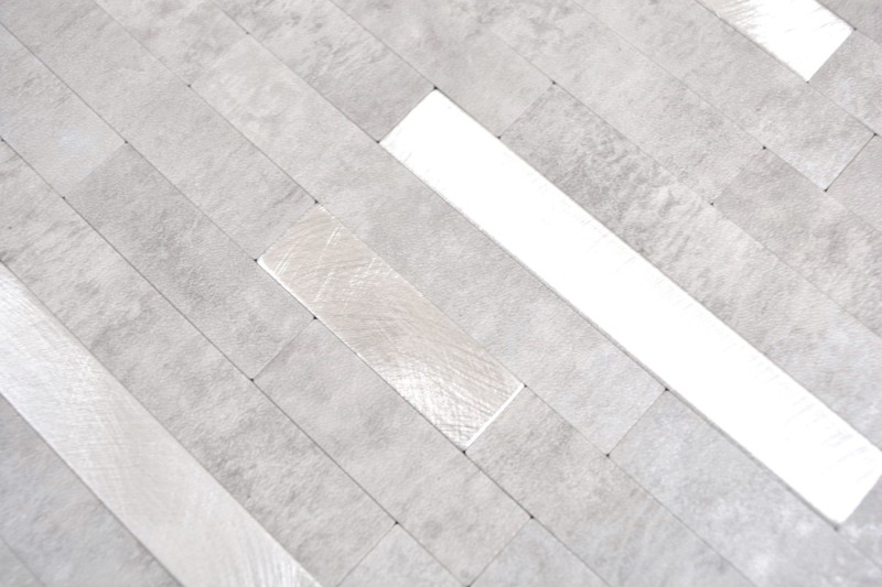 self-adhesive vinyl mosaic sticks stone look quartz cement gray silver tile backsplash kitchen wall MOS200-4GS