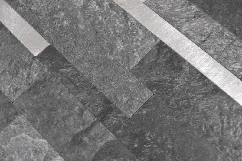 self-adhesive vinyl mosaic sticks stone look quartz anthracite silver tile backsplash kitchen wall MOS200-32BS
