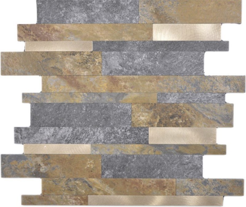 self-adhesive vinyl mosaic sticks stone look slate look gold rust tile backsplash kitchen wall MOS200-8MSG