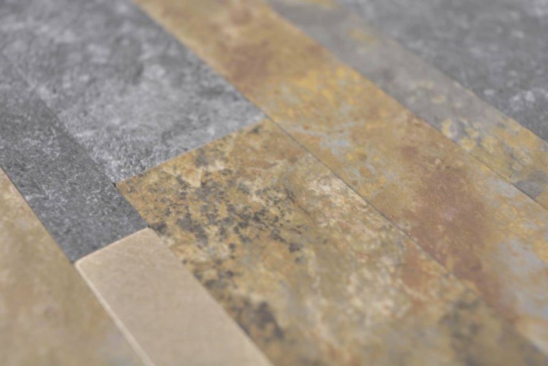 self-adhesive vinyl mosaic sticks stone look slate look gold rust tile backsplash kitchen wall MOS200-8MSG