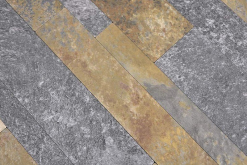 self-adhesive vinyl mosaic sticks stone look slate look gold rust tile backsplash kitchen wall MOS200-8MSG