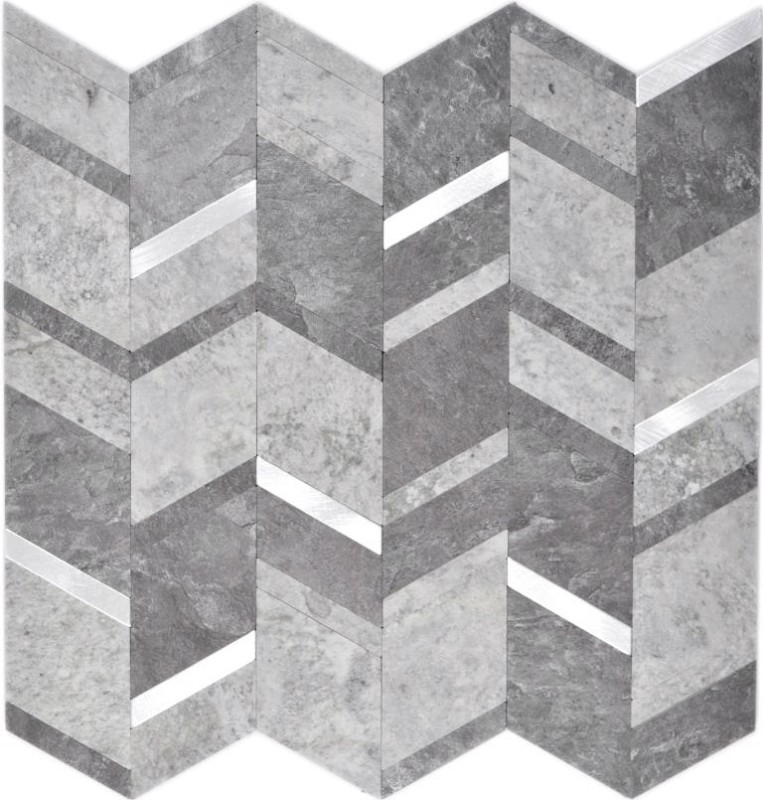 self-adhesive wall cladding tile backsplash vinyl stone look arrow look gray anthracite silver MOS200-4CDG