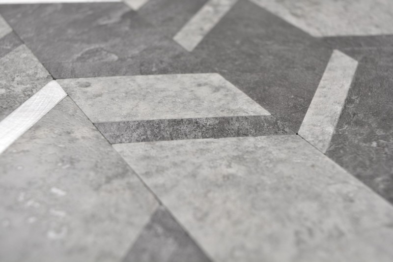 self-adhesive wall cladding tile backsplash vinyl stone look arrow look gray anthracite silver MOS200-4CDG