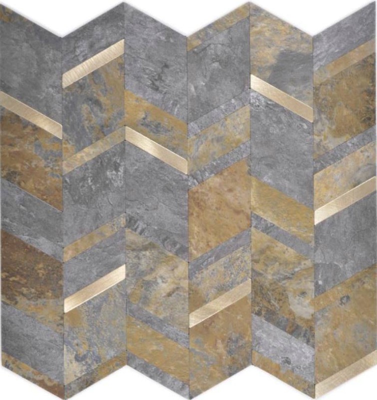 self-adhesive wall cladding tile backsplash vinyl stone look arrow look rust anthracite gold MOS200-48MRG