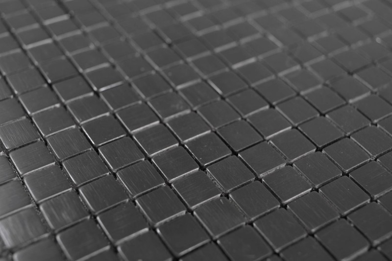 self-adhesive metal look aluminum black matt/glossy brushed tile backsplash kitchen wall MOS200-L1B