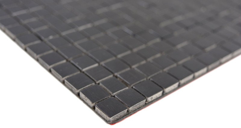 self-adhesive metal look aluminum black matt/glossy brushed tile backsplash kitchen wall MOS200-L1B