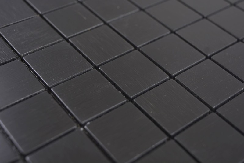 self-adhesive mosaic tile metal aluminum black anthracite matt brushed tile backsplash kitchen backsplash MOS200-L3B