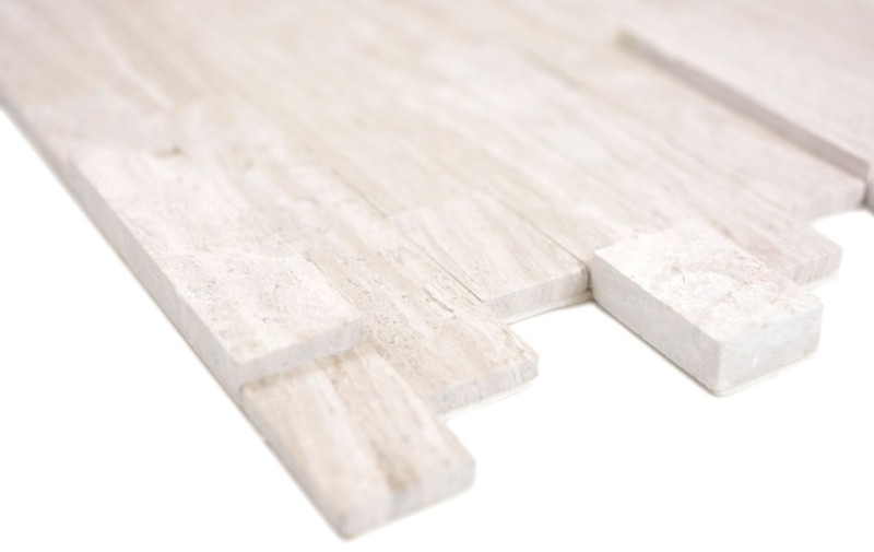 self-adhesive composite mosaic sticks natural stone Traverin beige tile backsplash kitchen wall optics MOS200-M02