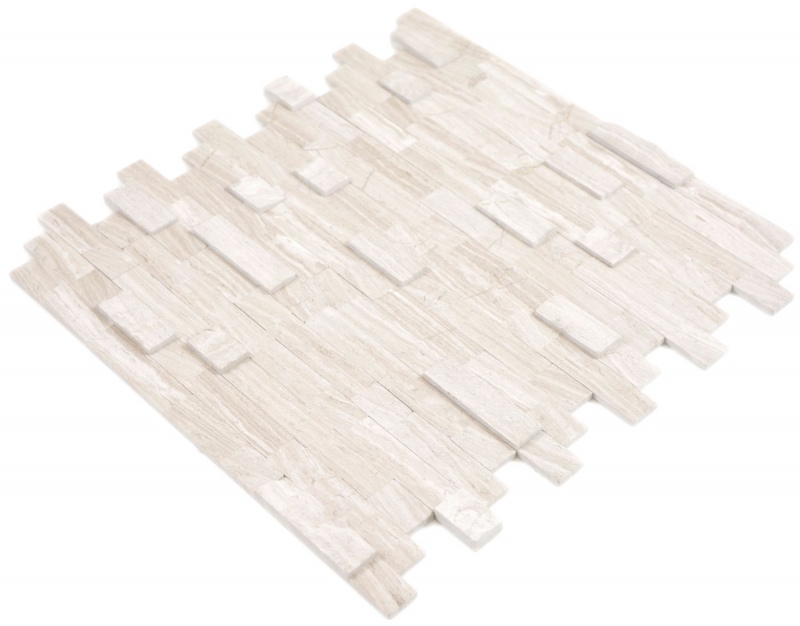 self-adhesive composite mosaic sticks natural stone Traverin beige tile backsplash kitchen wall optics MOS200-M02