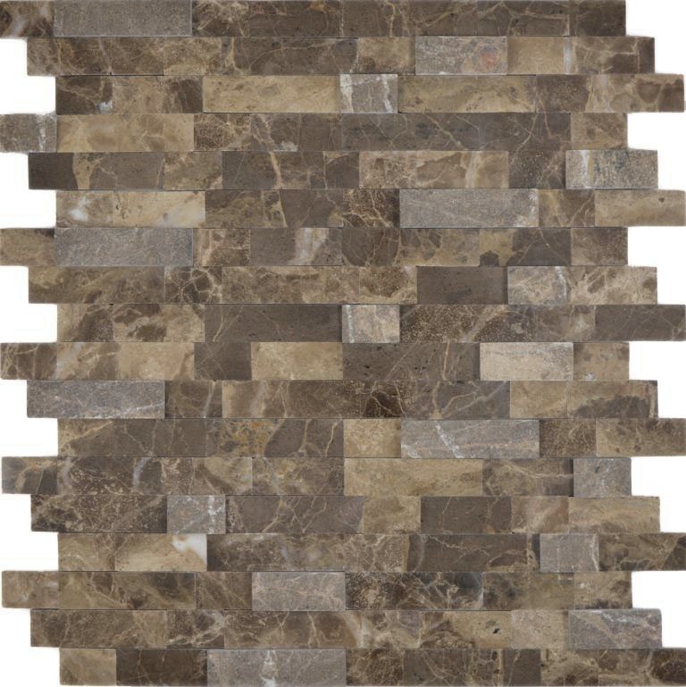 self-adhesive composite mosaic sticks natural stone emparador brown tile backsplash kitchen wall look MOS200-M52