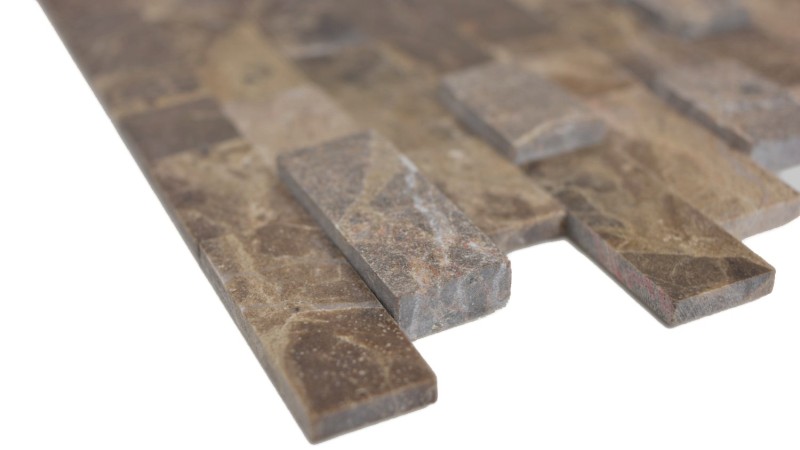 self-adhesive composite mosaic sticks natural stone emparador brown tile backsplash kitchen wall look MOS200-M52