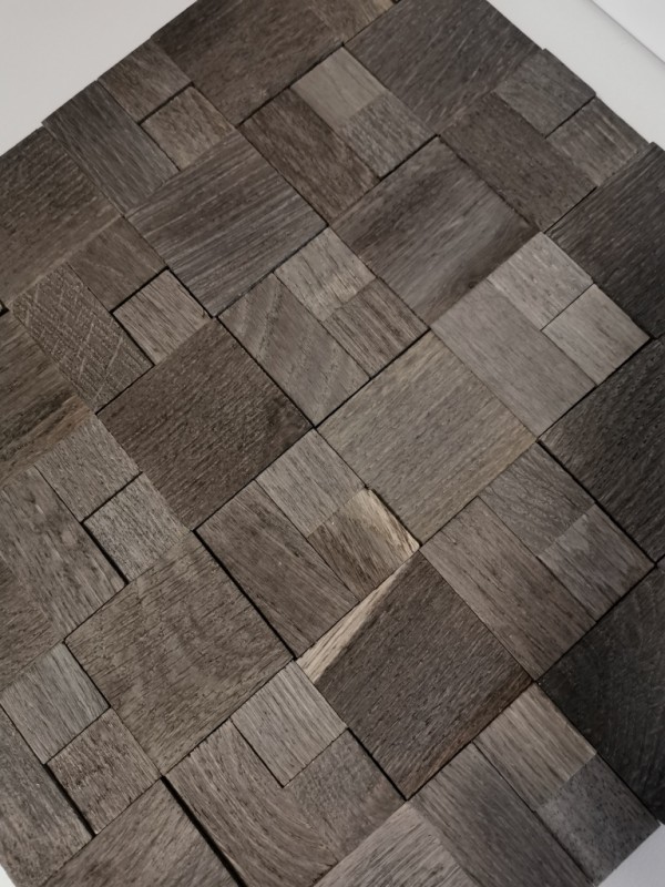 self-adhesive wood mosaic wood panel facing dark brown 3D wood wall kitchen tile backsplash
