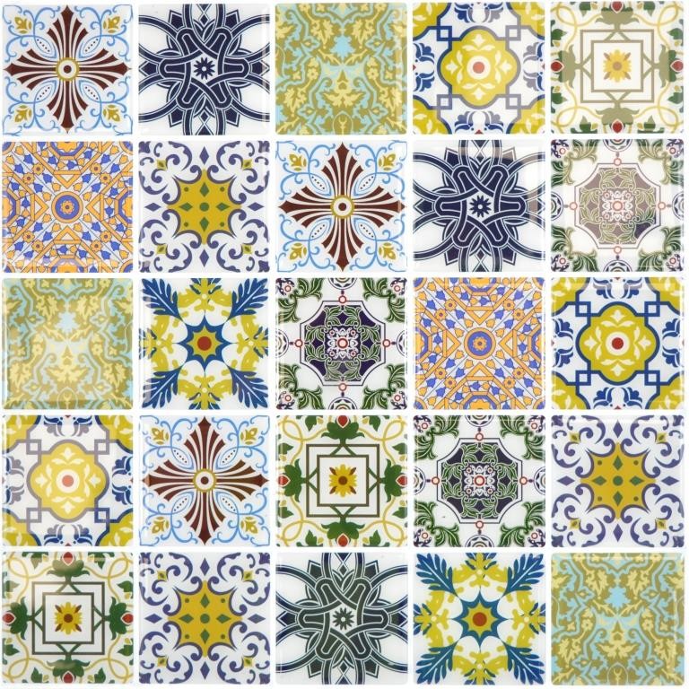 self-adhesive mosaic foil retro vintage look country style vinyl ornaments tile backsplash kitchen