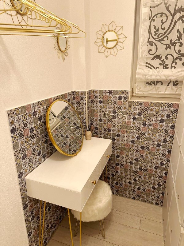 self-adhesive mosaic foil retro vintage look country style vinyl ornaments tile backsplash kitchen