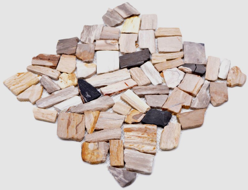 Mosaic quarry Fossil natural stone mosaic Polygonal mosaic mat Wood wood look shower tray kitchen wall tile backsplash - MOS44-Fossil