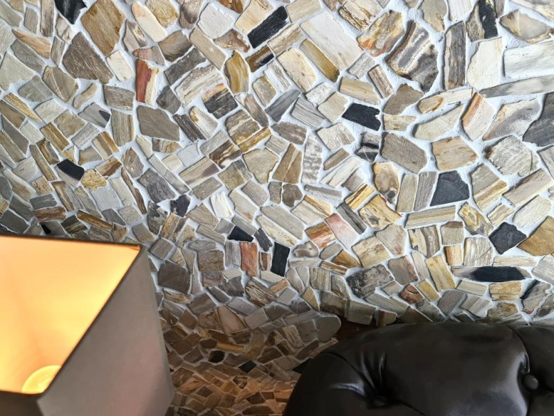 Mosaic quarry Fossil natural stone mosaic Polygonal mosaic mat Wood wood look shower tray kitchen wall tile backsplash - MOS44-Fossil