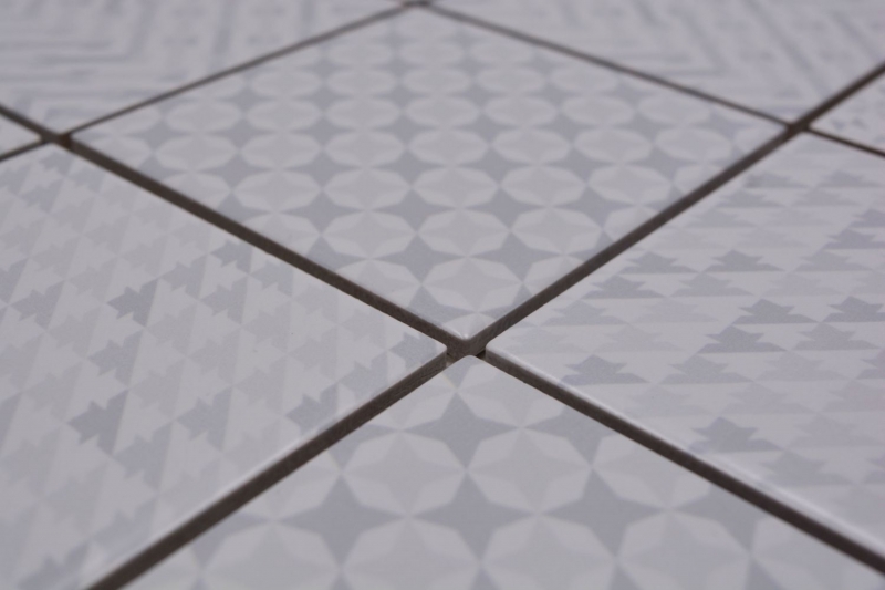 Hand pattern retro vintage mosaic tile ceramic white Geo White MOS22B-1401_m