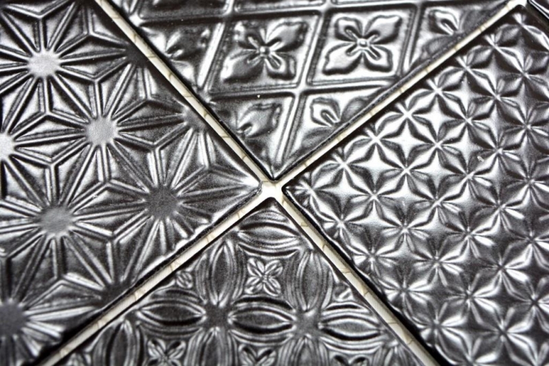 Hand pattern retro vintage mosaic tile ceramic black Spirit black MOS22B-1403_m