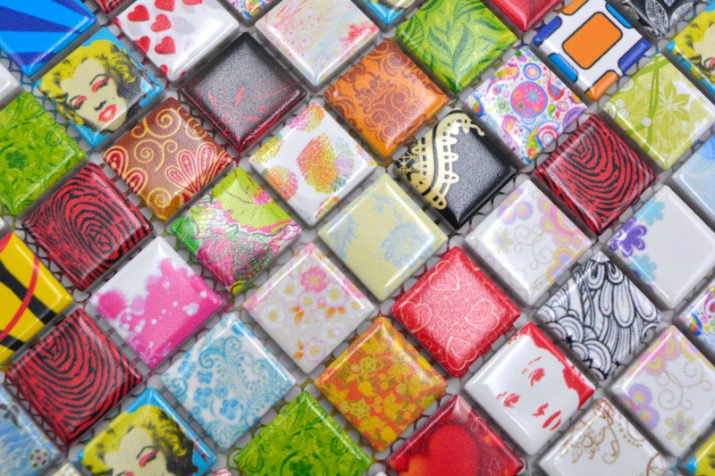 Hand-patterned colorful mosaic tile Retro Vintage POP UP Marilyn Monroe ceramic MOS18D-1605_m