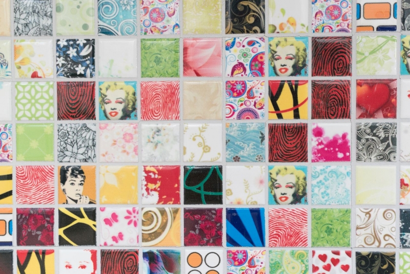 Hand-patterned colorful mosaic tile Retro Vintage POP UP Marilyn Monroe ceramic MOS18D-1605_m