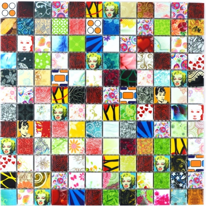 Hand-patterned colorful mosaic tile Retro Vintage POP UP Marilyn Monroe ceramic MOS18D-1605_m