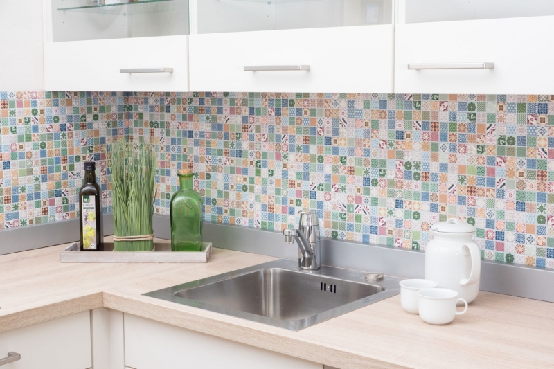 Hand-patterned colorful mosaic tile Spanish look retro vintage ceramic mosaic MOS18D-1616_m