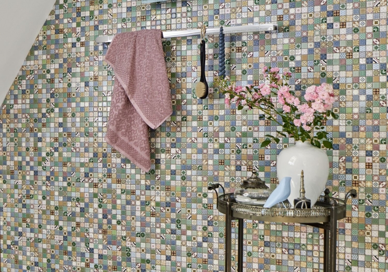 Hand-patterned colorful mosaic tile Spanish look retro vintage ceramic mosaic MOS18D-1616_m