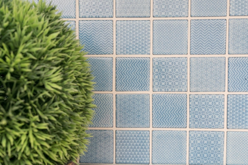 Hand-painted mosaic tile AQUA BLUE BATH pool tile mirror shower bathroom tile MOS16-0404_m