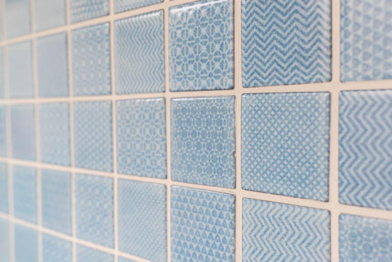 Hand-painted mosaic tile AQUA BLUE BATH pool tile mirror shower bathroom tile MOS16-0404_m