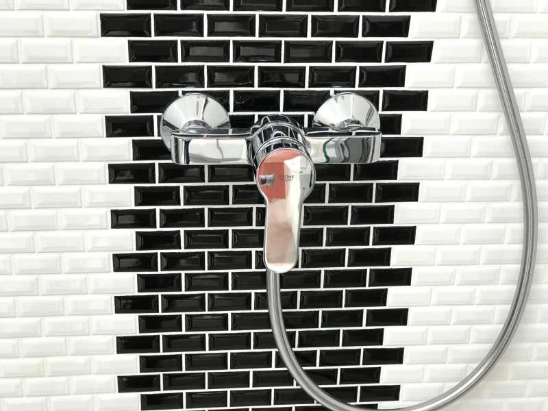 Hand sample Mini Metro Subway mosaic tile ceramic black backsplash kitchen MOS26-0302_m