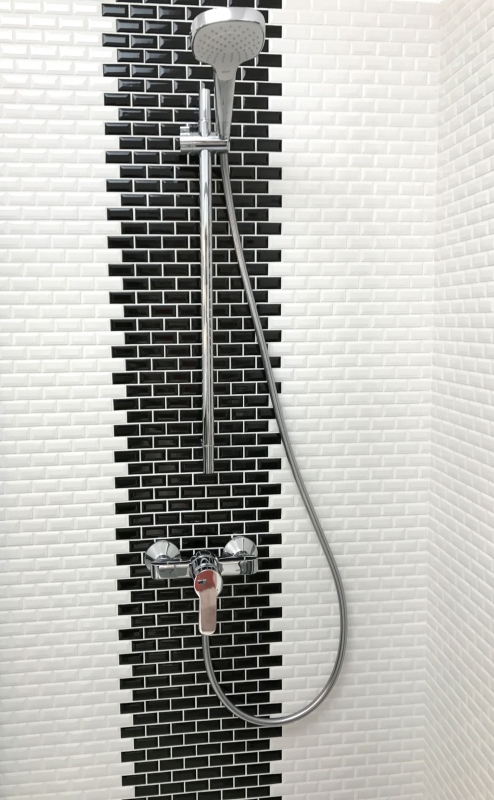 Hand sample Mini Metro Subway mosaic tile ceramic black backsplash kitchen MOS26-0302_m