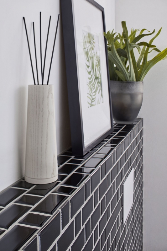 Hand sample Metro Subway mosaic tile ceramic black tile backsplash kitchen MOS26WM-0301_m