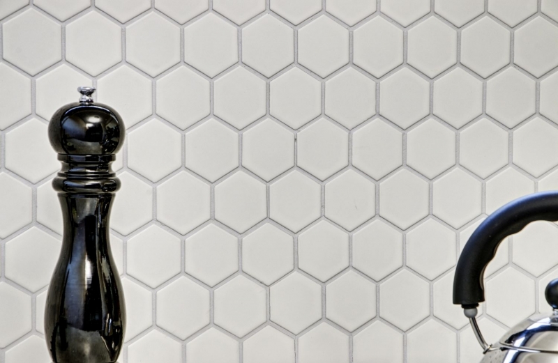 Hand-patterned mosaic tile ceramic hexagon white glossy kitchen splashback MOS11B-0102_m