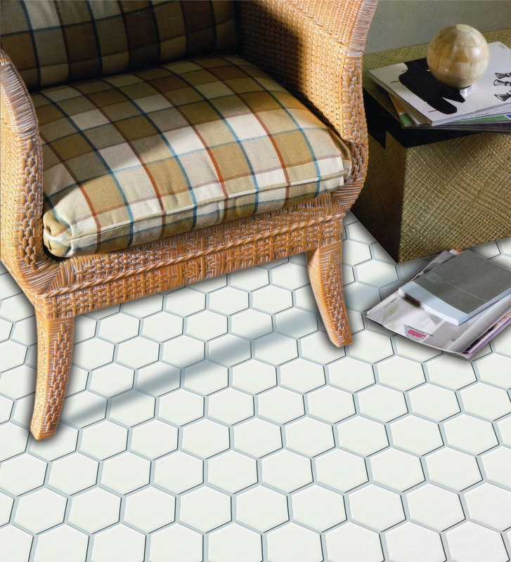 Hand pattern mosaic tile ceramic hexagon white matt wall tile bathroom tile MOS11B-0111_m