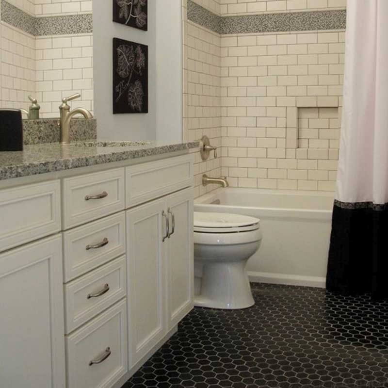 Hand-painted mosaic tile ceramic hexagon black matt shower splashback MOS11B-0311_m
