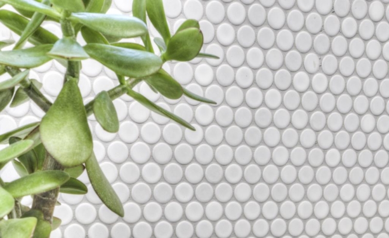 Hand pattern button mosaic LOOP round mosaic white matt wall kitchen shower BATH MOS10-0111_m