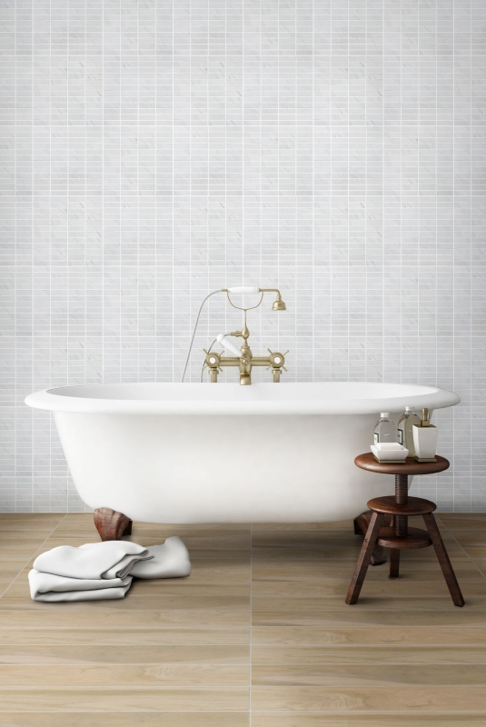Hand-patterned mosaic tile Ceramic stone effect white tile backsplash kitchen MOS24-STSO01_m