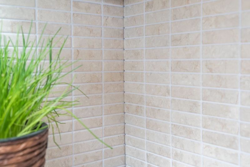 Hand-patterned mosaic tile ceramic rods stone look light beige tile backsplash kitchen MOS24-STSO45_m