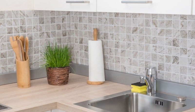 Hand-painted mosaic tile natural stone look gray beige texture tile backsplash MOS16-HWA4LG_m