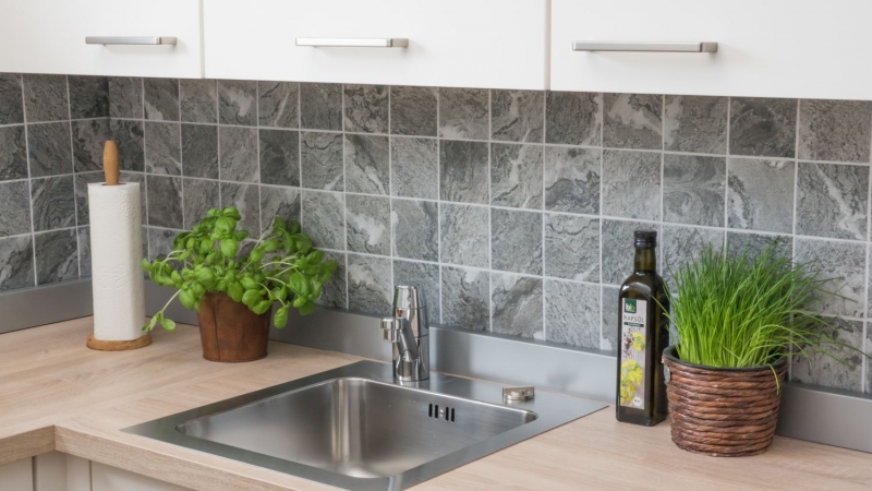 Hand pattern mosaic tile ceramic stone look structure gray tile backsplash kitchen MOS22-HWA9GY_m