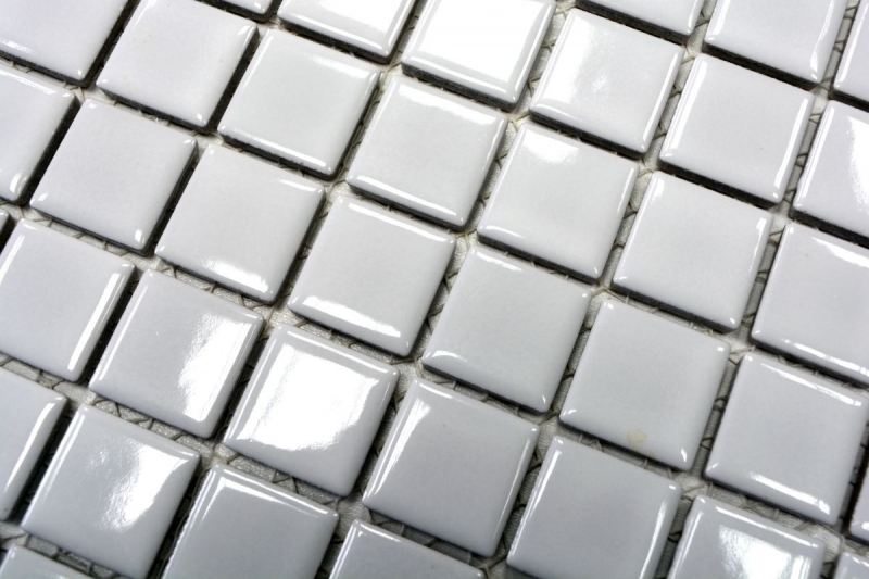 Hand-painted mosaic tile ceramic WHITE GLOSSY wall tile backsplash kitchen shower MOS18-0102_m