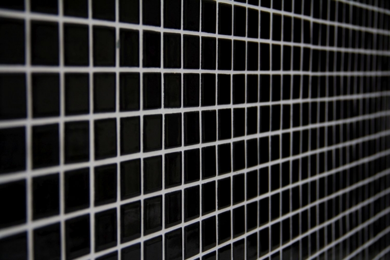 Hand-painted mosaic tile ceramic BLACK GLOSSY wall tile backsplash kitchen MOS18-0302_m
