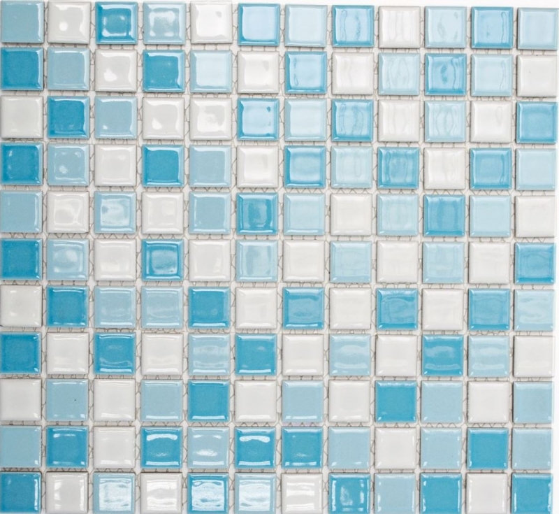 Hand sample swimming pool mosaic mosaic tile ceramic blue white glossy shower wall MOS18-0407_m